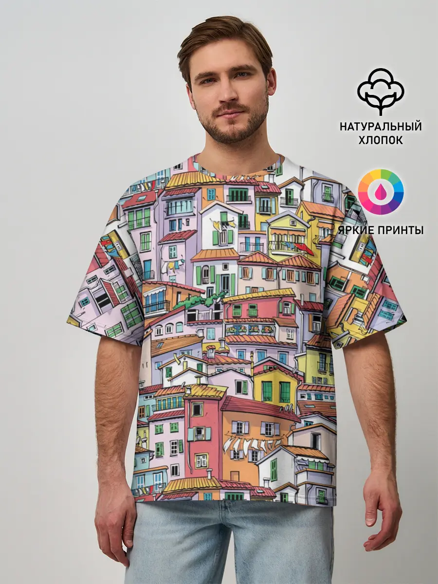 Мужская футболка оверсайз / Ментон Франция