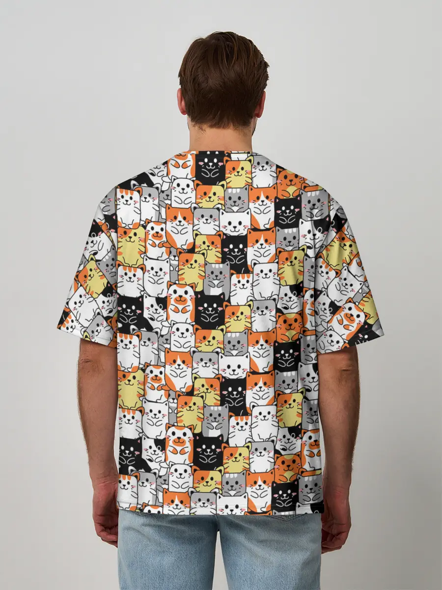 Мужская футболка оверсайз / Котики