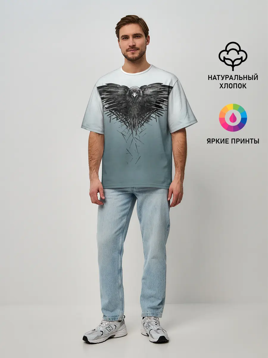 Мужская футболка оверсайз / Crow