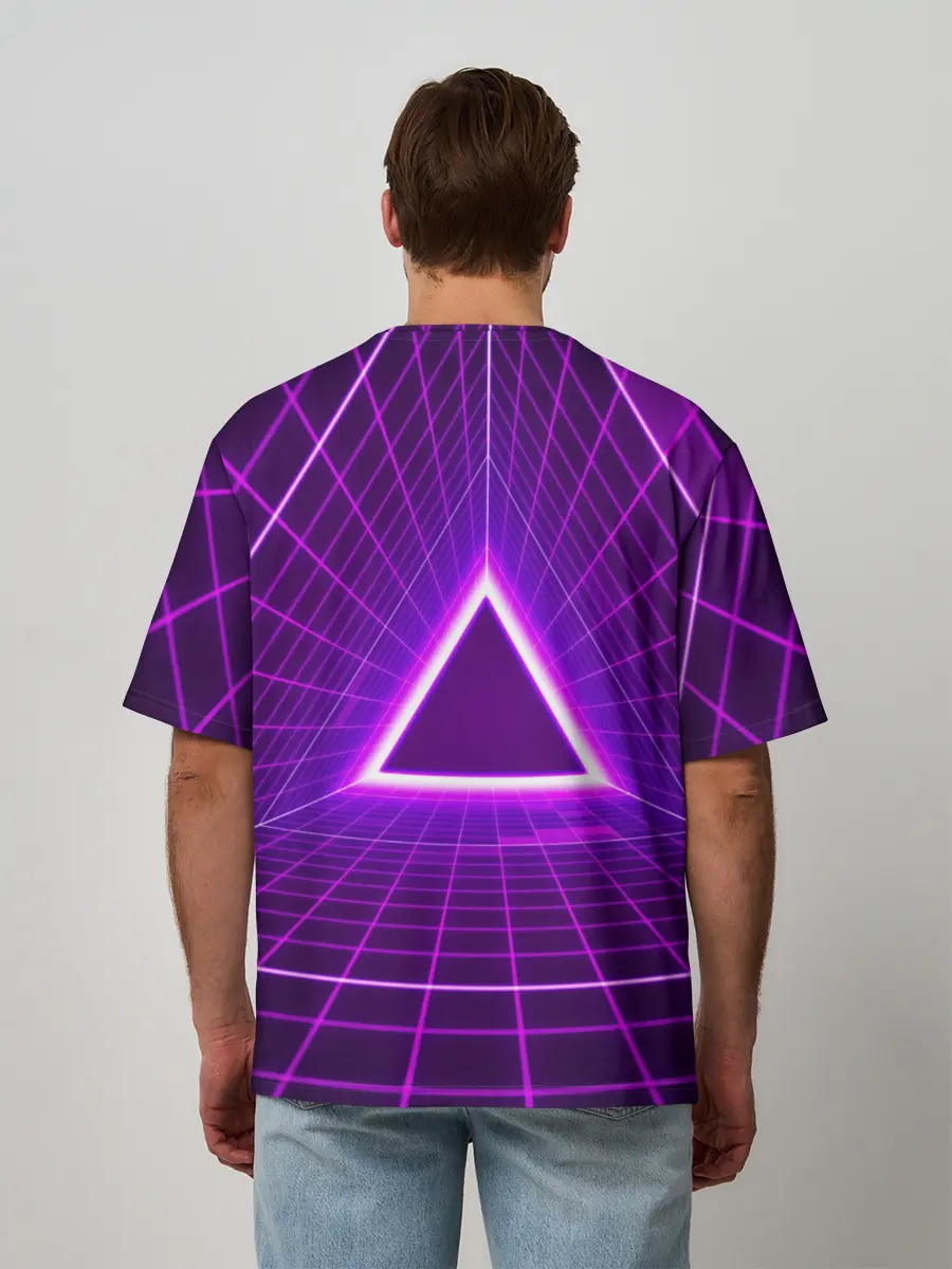 Мужская футболка оверсайз / Фон в стиле ретро 80-х