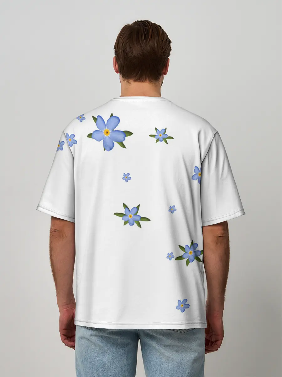 Мужская футболка оверсайз / Незабудка
