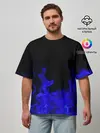 Мужская футболка оверсайз / Синий Огонь