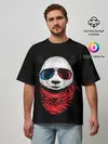 Мужская футболка оверсайз / Панда Хипстер в Очках