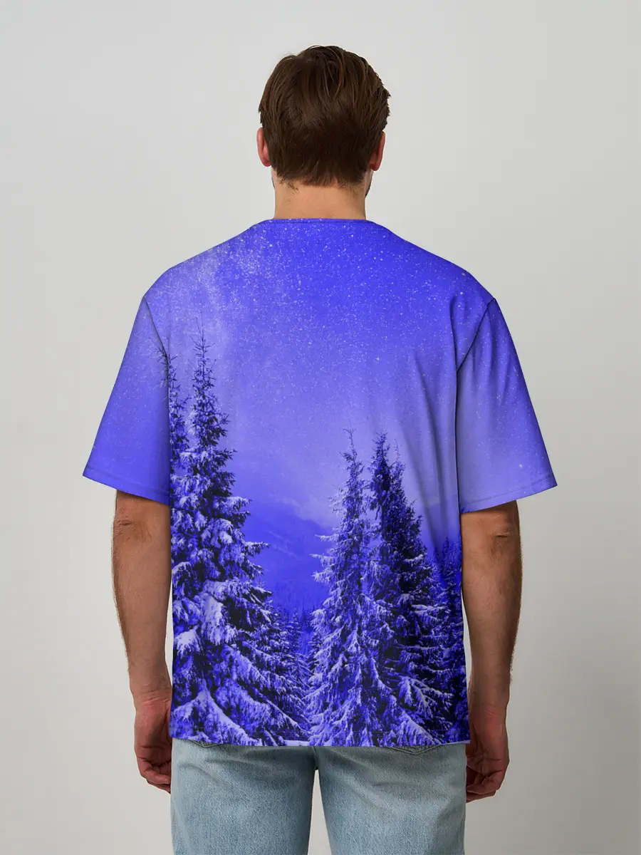 Мужская футболка оверсайз / Зимний лес