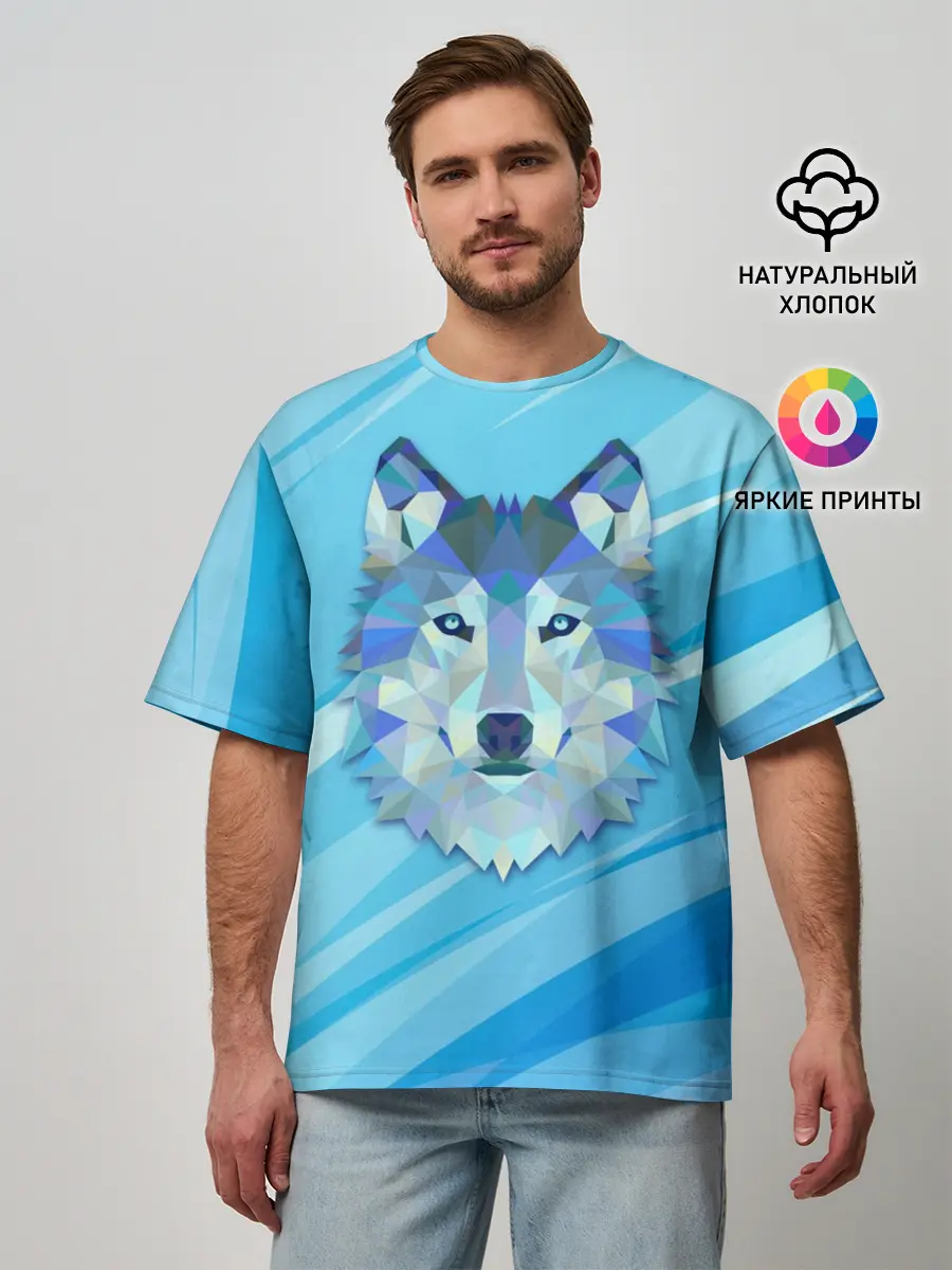 Мужская футболка оверсайз / Холодный волк
