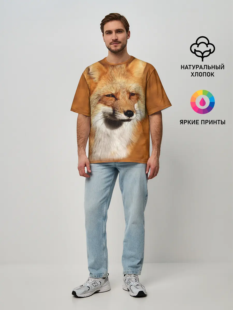 Мужская футболка оверсайз / Лисичка