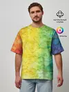 Мужская футболка оверсайз / разноцветный акварель градиент
