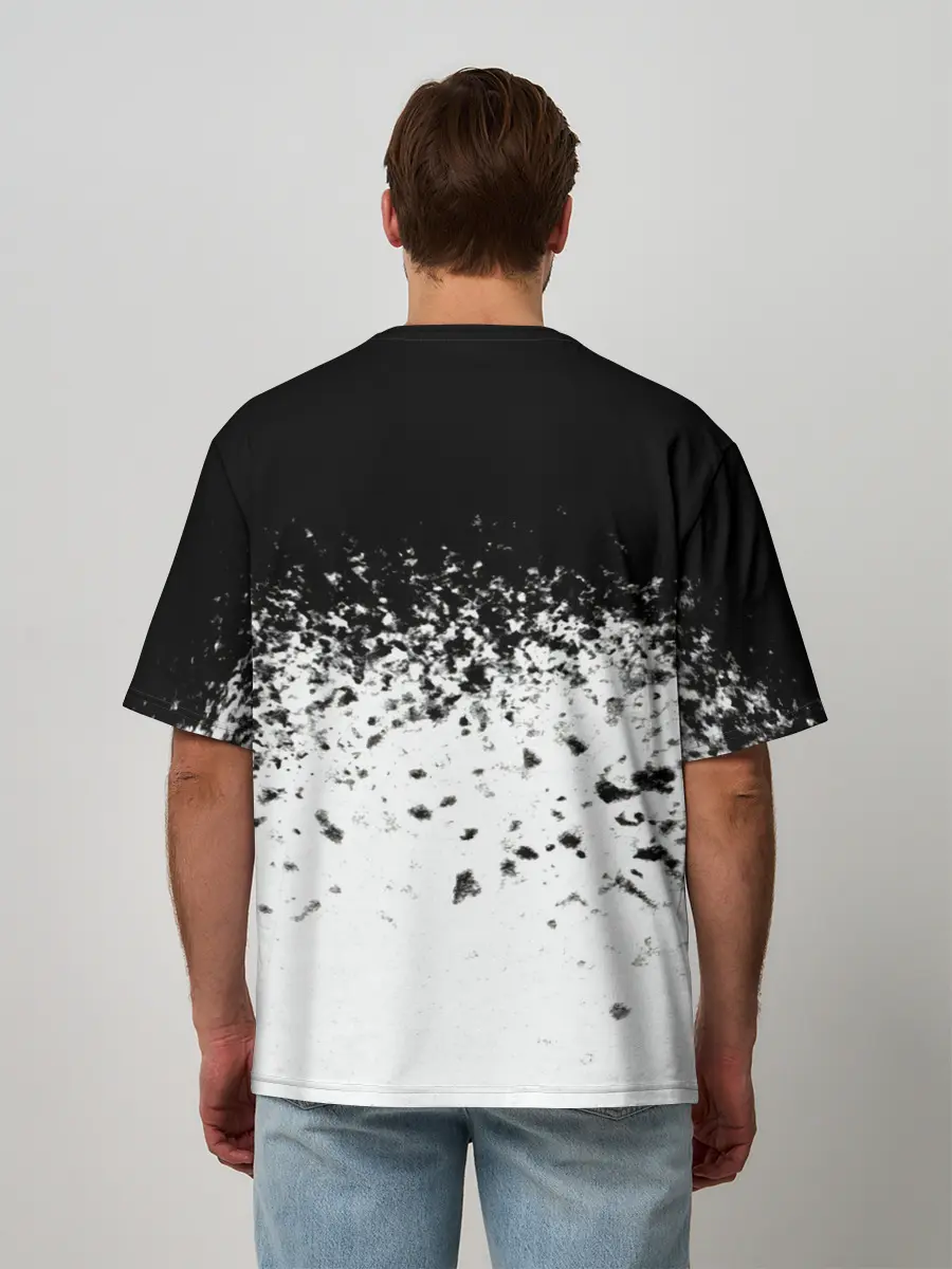 Мужская футболка оверсайз / чб спрей оверлорд