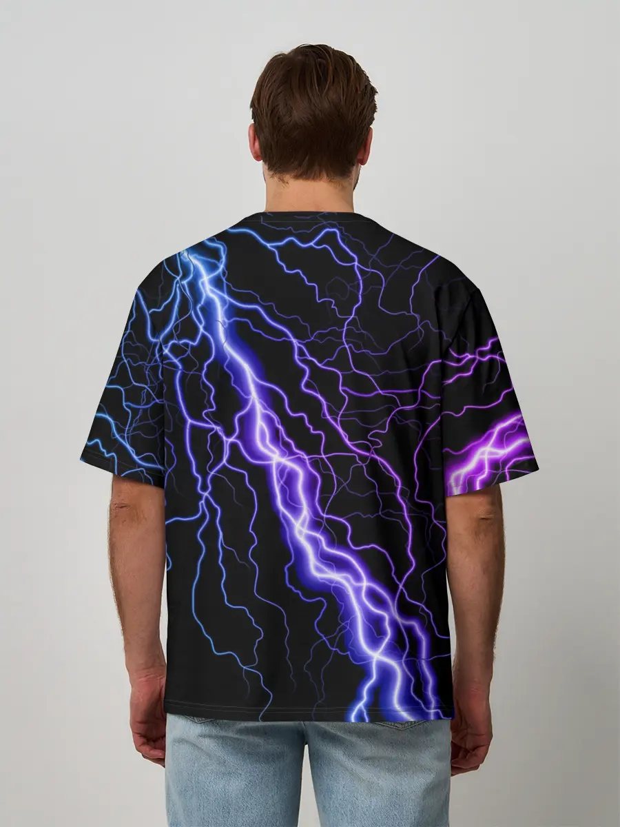 Мужская футболка оверсайз / НЕОНОВАЯ МОЛНИЯ / ГРОЗА