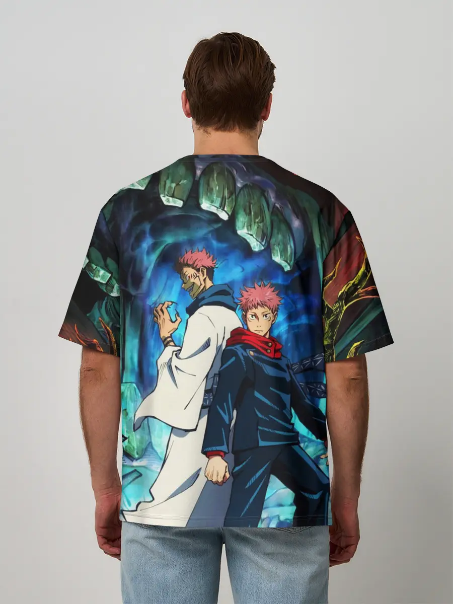 Мужская футболка оверсайз / Магическая битва, Итадори и Сукуна