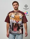 Мужская футболка оверсайз / Тигр красавчик сердится