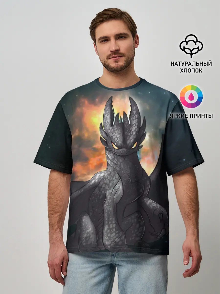 Мужская футболка оверсайз / Night Fury