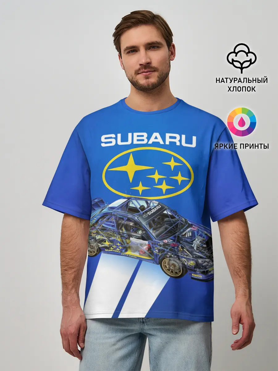 Мужская футболка оверсайз / Subaru