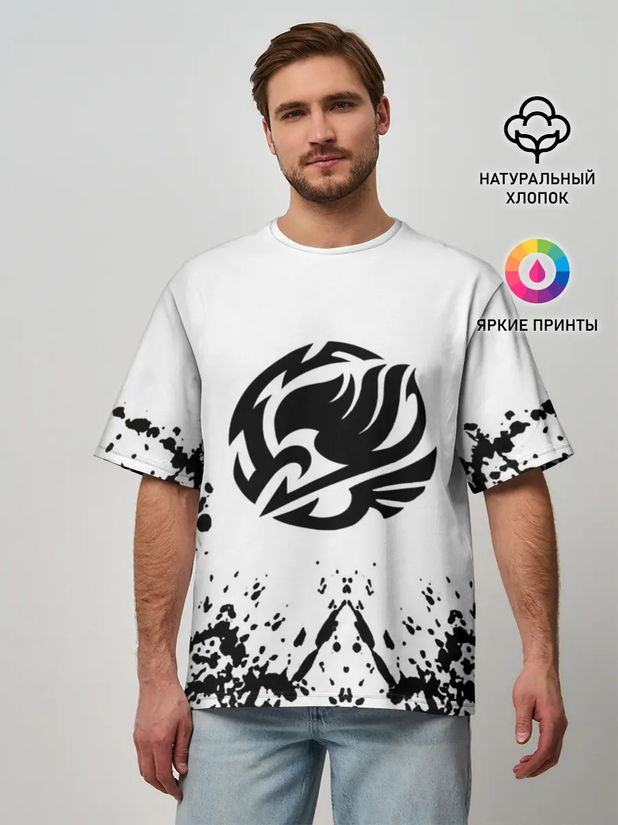 Мужская футболка оверсайз / Хвост Феи на белом