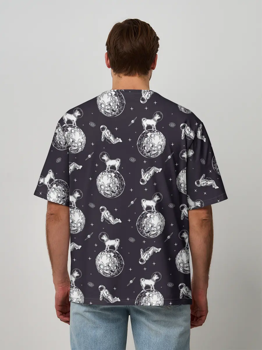 Мужская футболка оверсайз / Собаки - астронавты