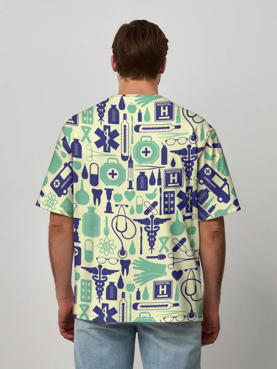 Мужская футболка оверсайз / Медицина | Паттерн
