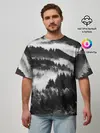 Мужская футболка оверсайз / ТУМАННЫЙ ЛЕС / МРАЧНЫЙ ЛЕС