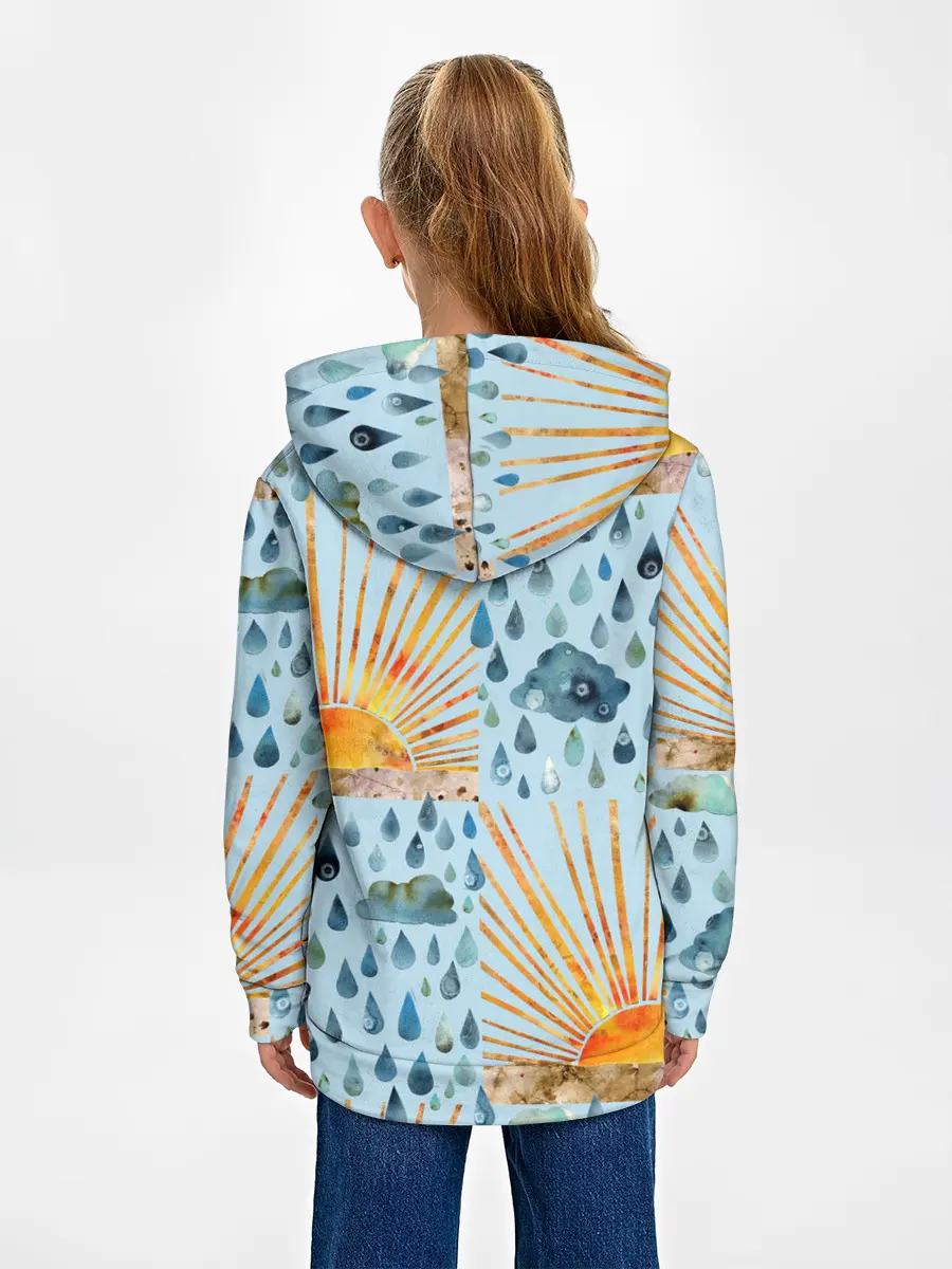 Детское худи / Осенний паттерн: Дождь и солнце