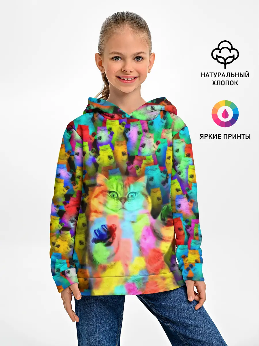 Детское худи / Котики на дискотеке