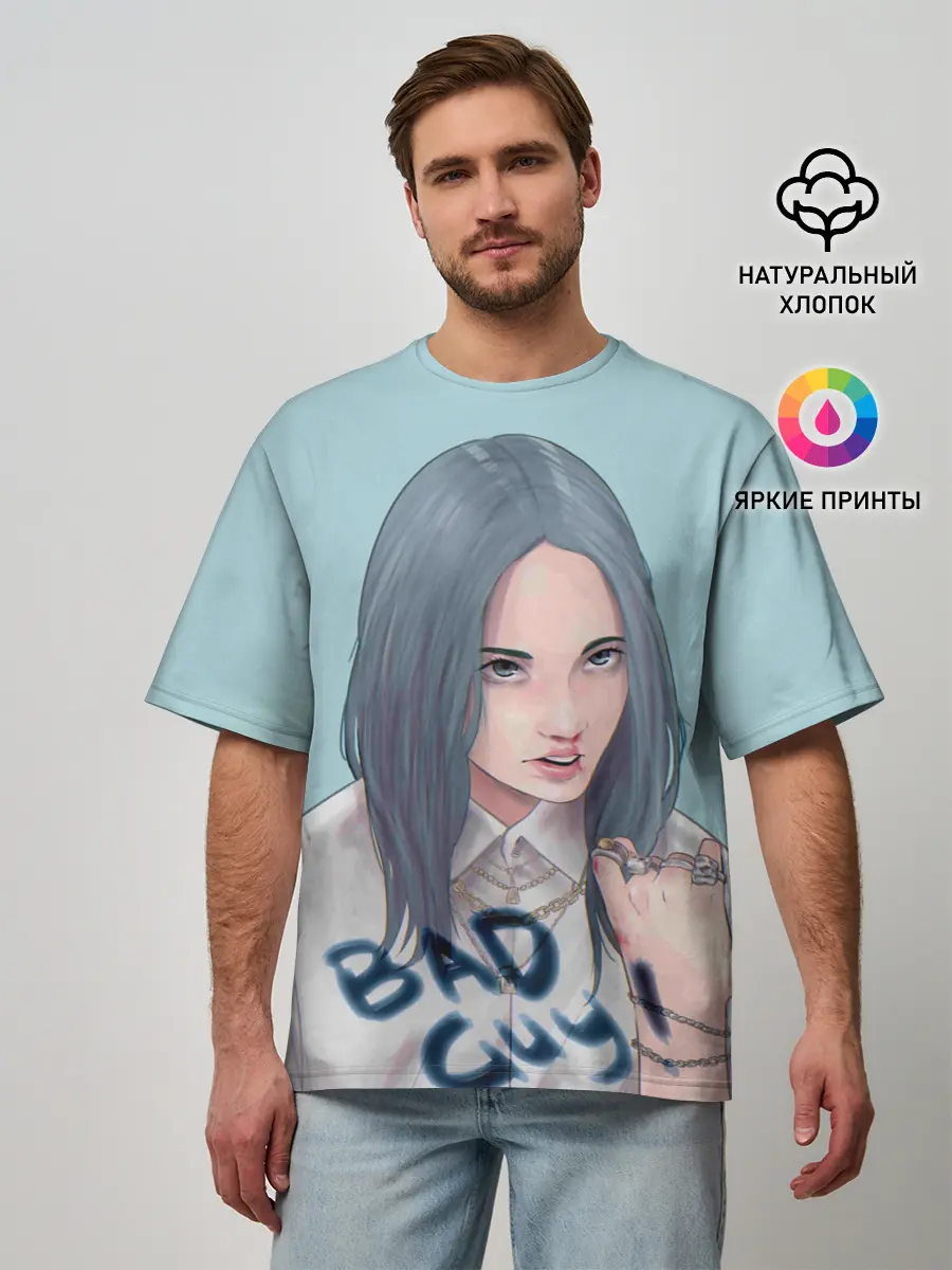 Мужская футболка оверсайз / Billie Eilish