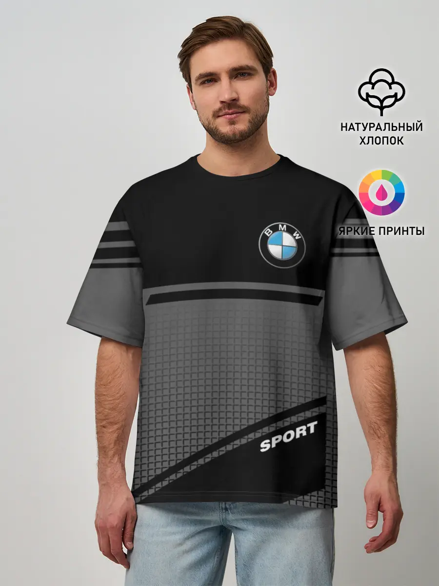 Мужская футболка оверсайз / BMW SPORT | БМВ СПОРТ