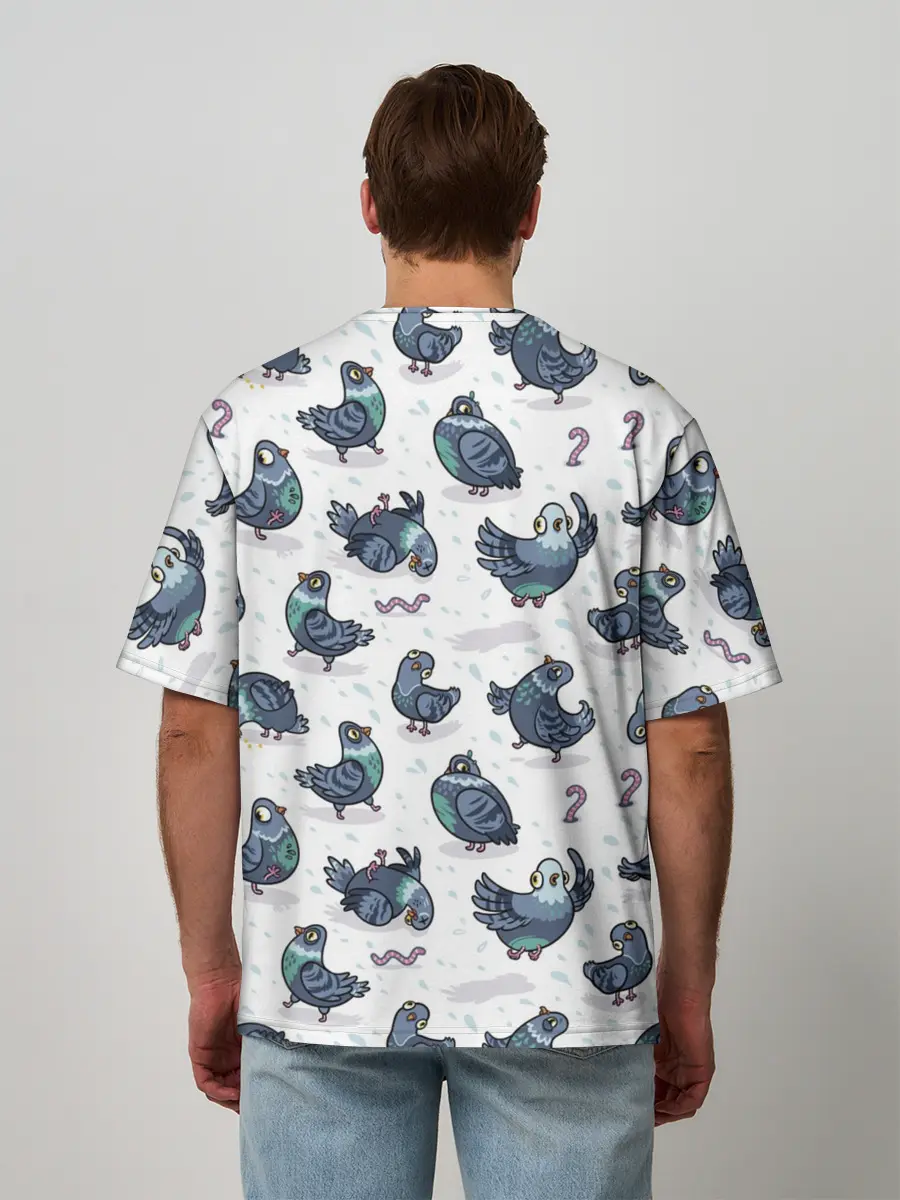 Мужская футболка оверсайз / Голуби