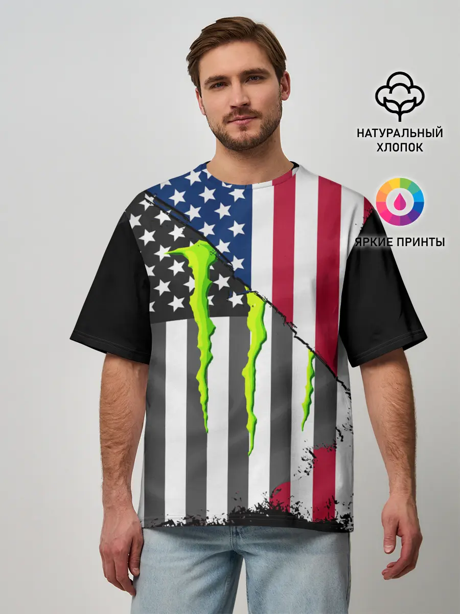 Мужская футболка оверсайз / MONSTER ENERGY