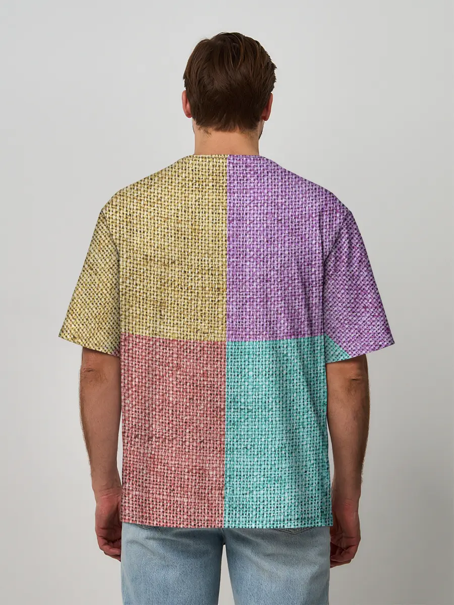 Мужская футболка оверсайз / Burlap Patchwork