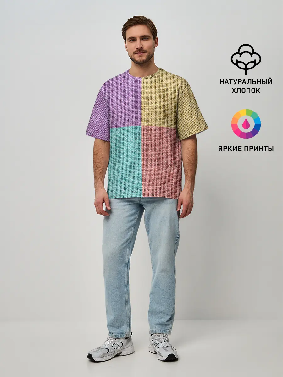 Мужская футболка оверсайз / Burlap Patchwork
