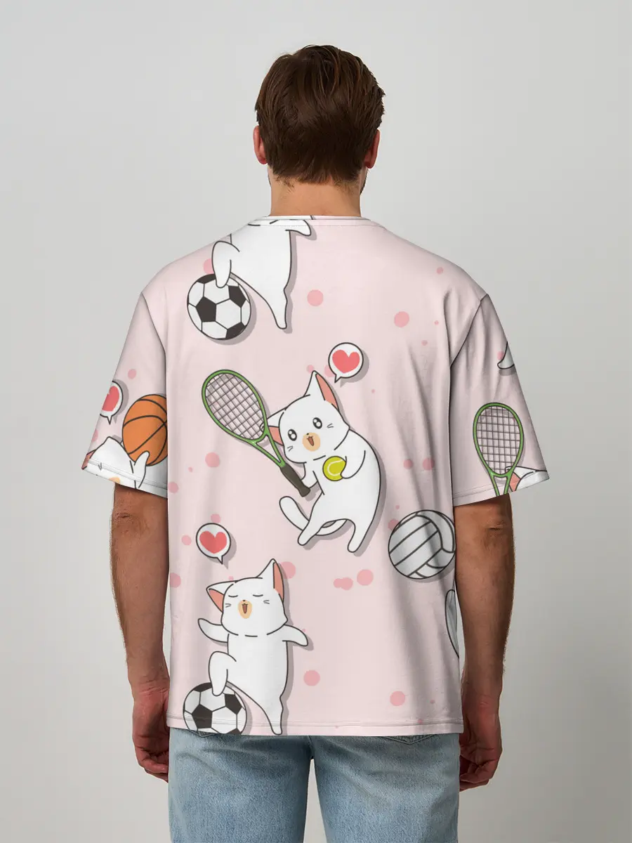Мужская футболка оверсайз / Спортивные котики | Мяу спорт