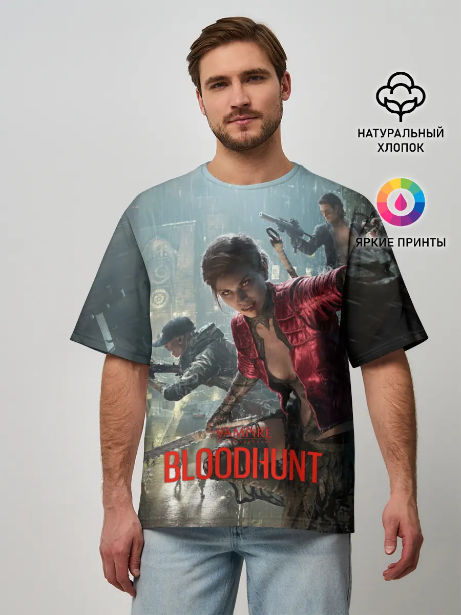 Мужская футболка оверсайз / Vampire: The Masquerade - Bloodhunt