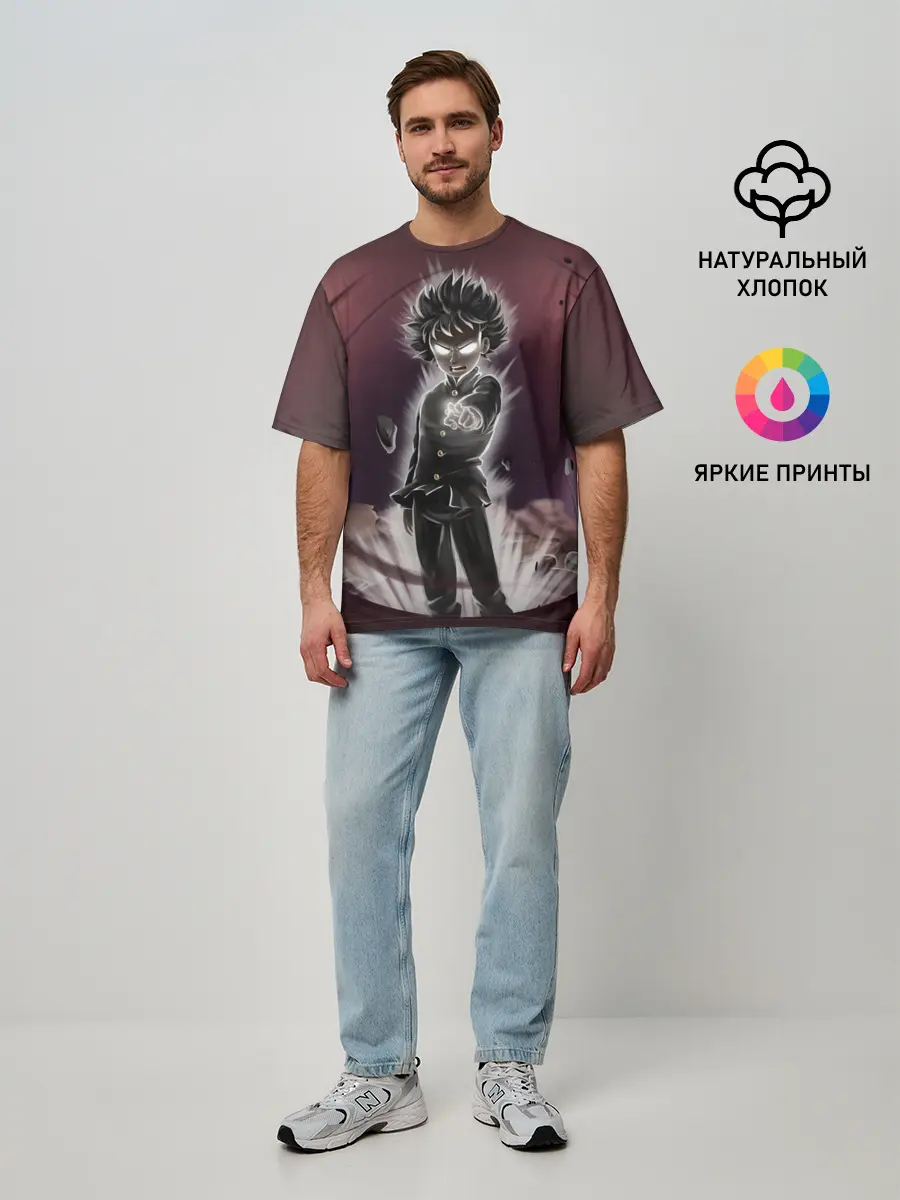 Мужская футболка оверсайз / Mob Psycho 100