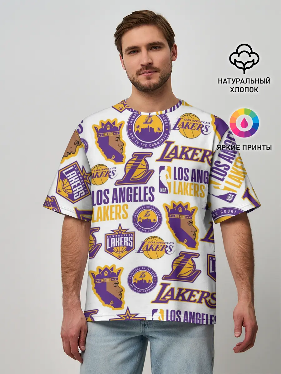Мужская футболка оверсайз / LAKERS LOGO