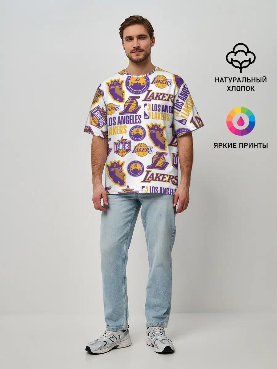 Мужская футболка оверсайз / LAKERS LOGO