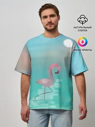 Мужская футболка оверсайз / Фламинго