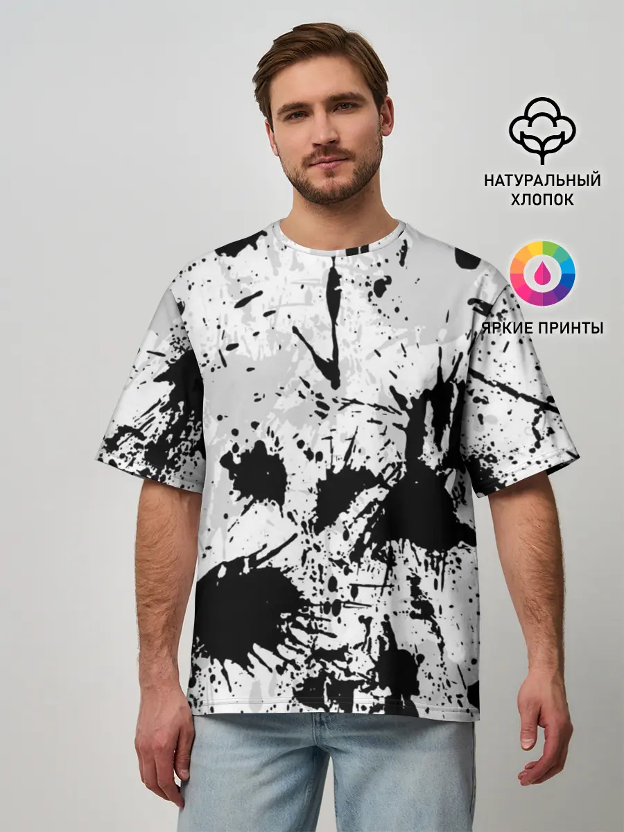 Мужская футболка оверсайз / БРЫЗГИ КРАСОК