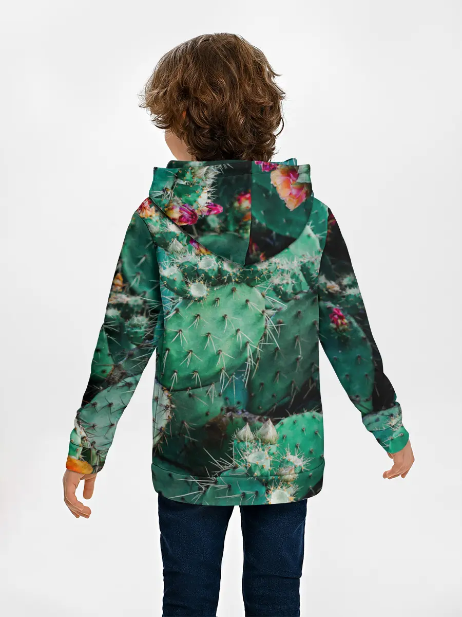 Детское худи / кактусы с цветами реализм