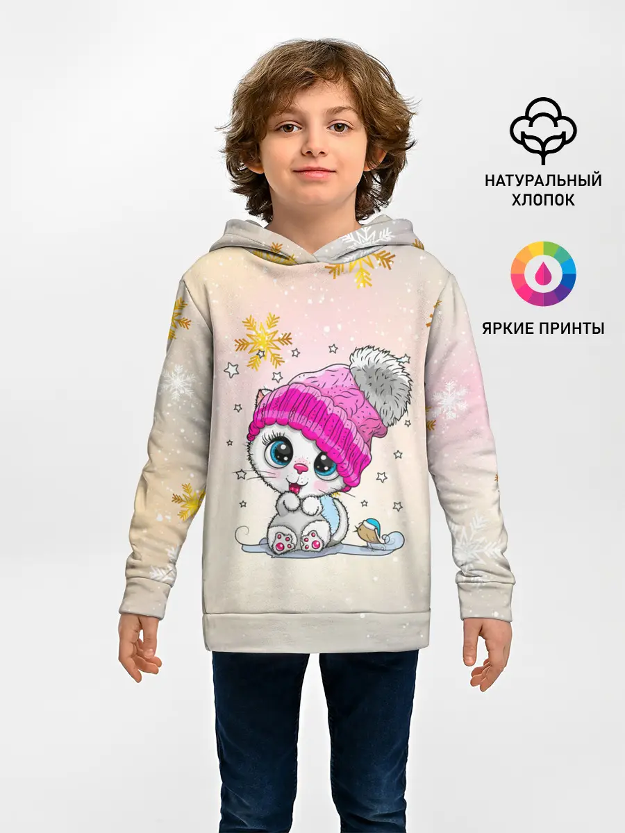 Детское худи / Новогодний кот