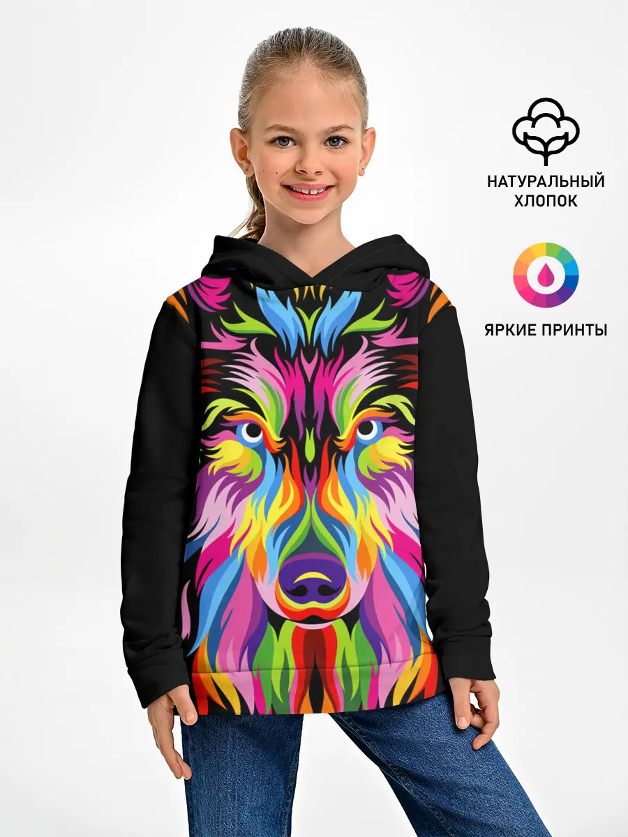 Детское худи / Neon wolf