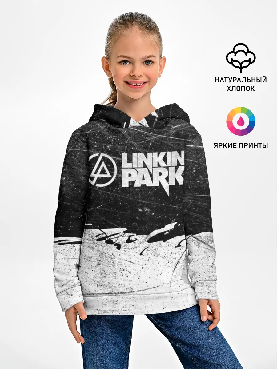 Детское худи / Линкин Парк Лого Рок ЧБ | Linkin Park Rock