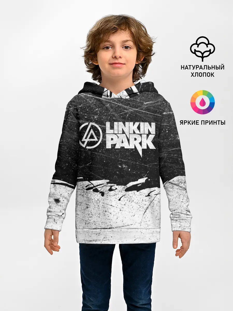 Детское худи / Линкин Парк Лого Рок ЧБ | Linkin Park Rock