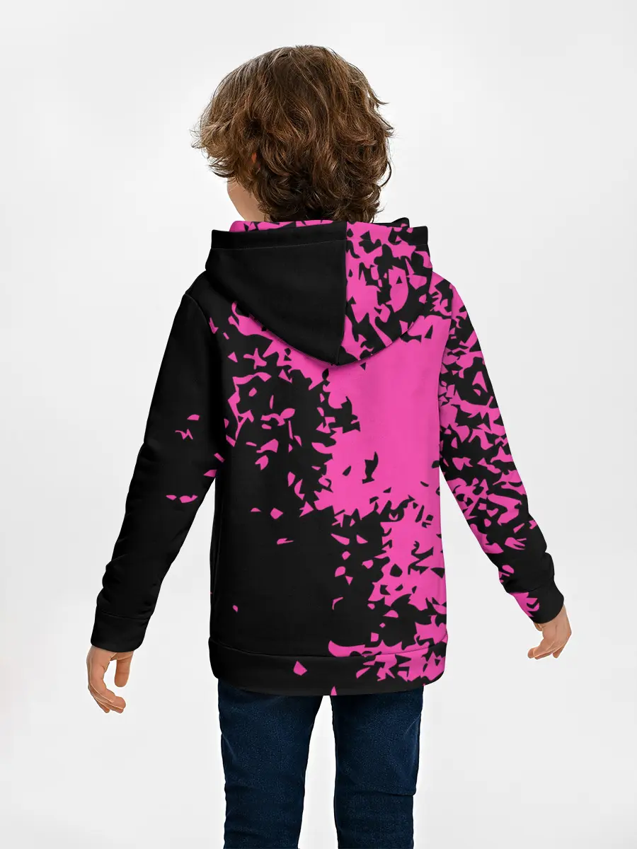 Детское худи / Love anime розовые кляксы на черном