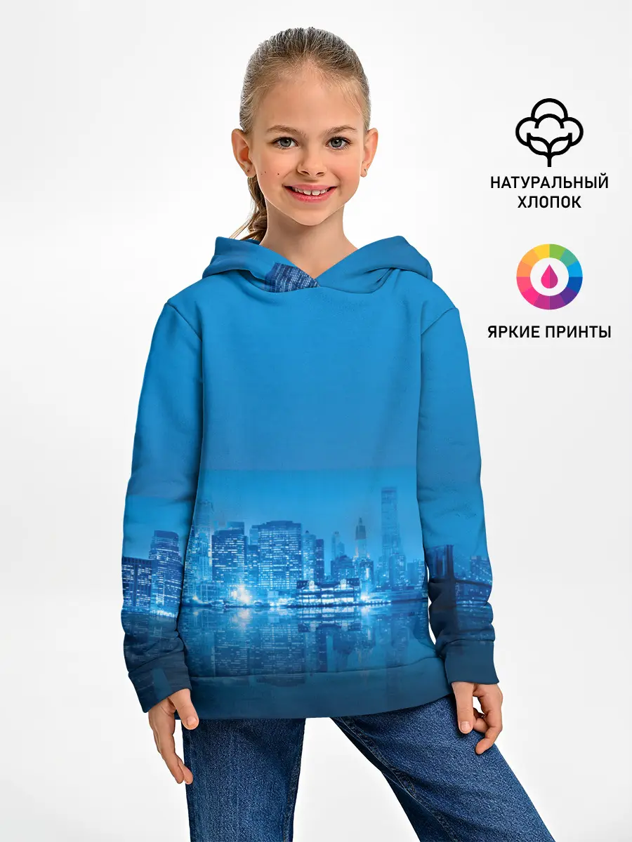 Детское худи / вид на ночной мегаполис