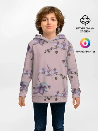 Детское худи / Розовые орхидеи на розовом фоне