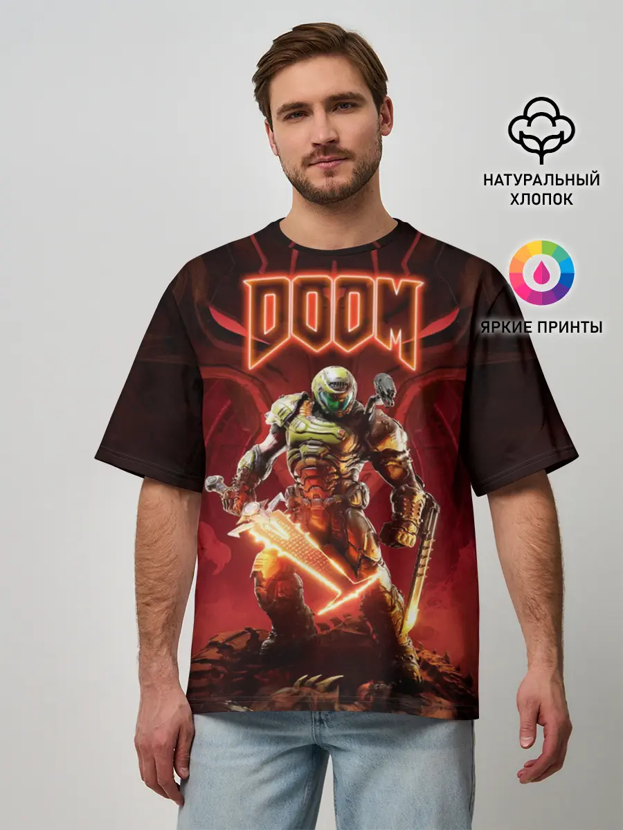 Мужская футболка оверсайз / Doom | Думгай
