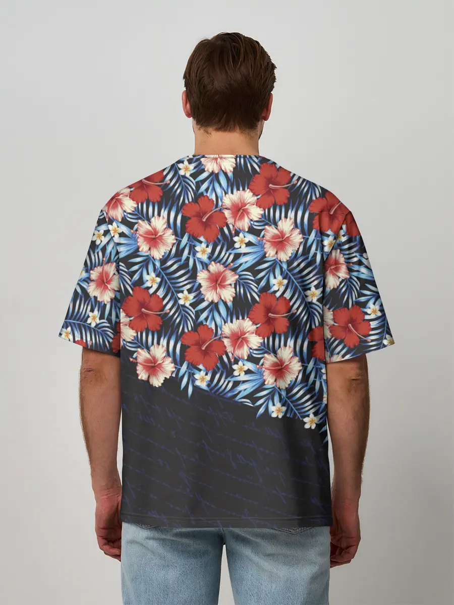 Мужская футболка оверсайз / Flowers with inscriptions