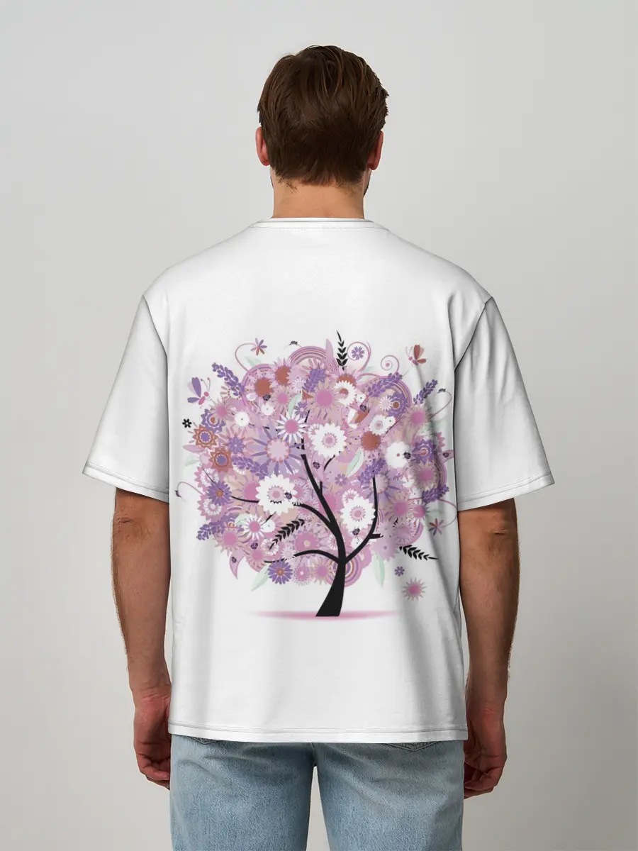 Мужская футболка оверсайз / Цветочное Дерево