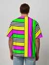 Мужская футболка оверсайз / полосатый неоновый модный узор