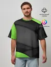 Мужская футболка оверсайз / Green / Black