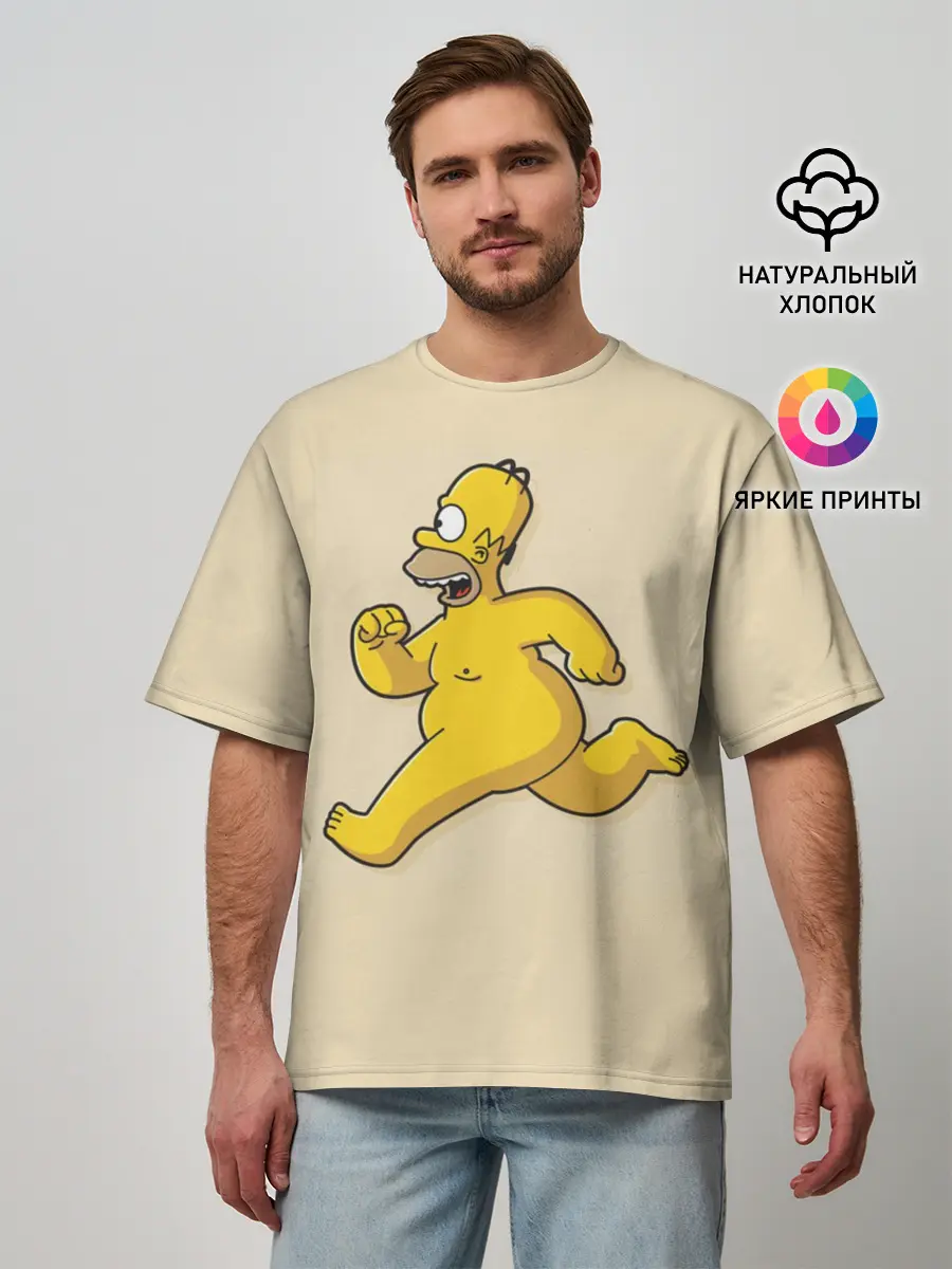 Мужская футболка оверсайз / Гомер на Пробежке